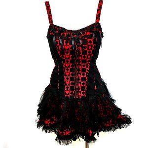 TRIPP NYC Y2K VTG Goth Corset Dress Layered Tutu Skirt LRG
